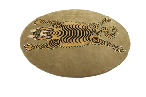 Khaki Tribal Pictorial 6X6 Fine Nepali Oriental Round Rug