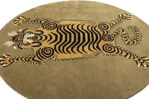 Khaki Tribal Pictorial 6X6 Fine Nepali Oriental Round Rug