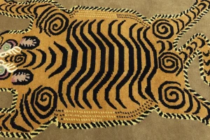 Khaki Tribal Pictorial 6X6 Fine Nepali Oriental Round Rug