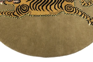 Khaki Tribal Pictorial 6X6 Fine Nepali Oriental Round Rug