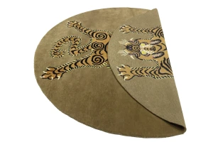 Khaki Tribal Pictorial 8X8 Fine Nepali Oriental Round Rug