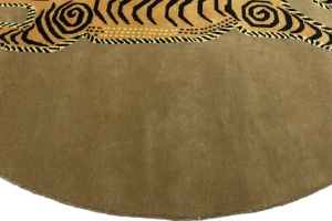 Khaki Tribal Pictorial 8X8 Fine Nepali Oriental Round Rug