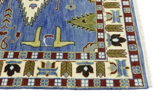 Blue Geometric 6X9 Kazak Oriental Rug