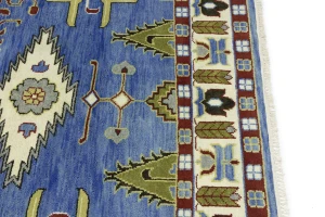 Blue Geometric 6X9 Kazak Oriental Rug