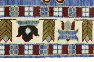 Blue Geometric 6X9 Kazak Oriental Rug