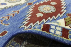 Blue Geometric 6X9 Kazak Oriental Rug