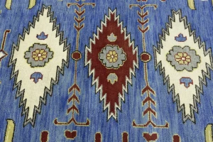 Blue Geometric 6X9 Kazak Oriental Rug