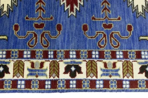 Blue Geometric 5X8 Kazak Oriental Rug