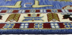 Blue Geometric 5X8 Kazak Oriental Rug
