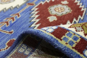 Blue Geometric 5X8 Kazak Oriental Rug