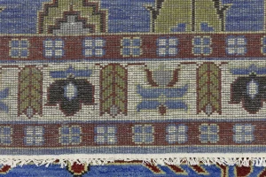 Blue Geometric 5X8 Kazak Oriental Rug