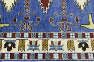 Blue Geometric 6X9 Kazak Oriental Rug