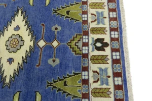Blue Geometric 6X9 Kazak Oriental Rug