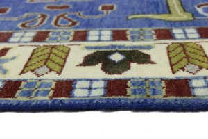 Blue Geometric 6X9 Kazak Oriental Rug