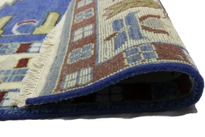 Blue Geometric 6X9 Kazak Oriental Rug