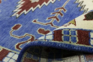 Blue Geometric 6X9 Kazak Oriental Rug