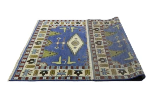 Blue Geometric 6X9 Kazak Oriental Rug