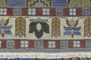 Blue Geometric 6X9 Kazak Oriental Rug