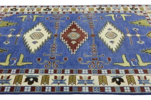 Blue Geometric 6X9 Kazak Oriental Rug
