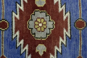 Blue Geometric 6X9 Kazak Oriental Rug