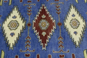Blue Geometric 6X9 Kazak Oriental Rug