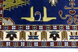 Navy Blue Geometric 5X8 Kazak Oriental Rug