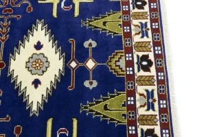 Navy Blue Geometric 5X8 Kazak Oriental Rug