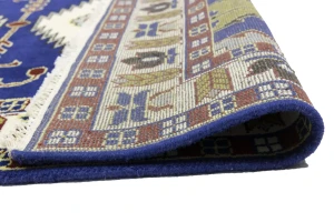 Navy Blue Geometric 5X8 Kazak Oriental Rug