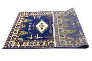 Navy Blue Geometric 5X8 Kazak Oriental Rug