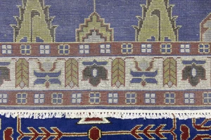 Navy Blue Geometric 5X8 Kazak Oriental Rug