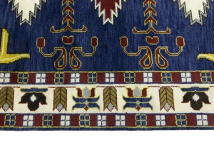 Navy Blue Geometric 6X9 Kazak Oriental Rug