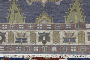 Navy Blue Geometric 6X9 Kazak Oriental Rug