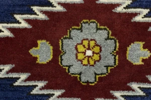 Navy Blue Geometric 6X9 Kazak Oriental Rug