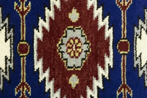 Navy Blue Geometric 4X6 Kazak Oriental Rug