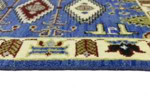 Blue Geometric 3X6 Kazak Oriental Rug