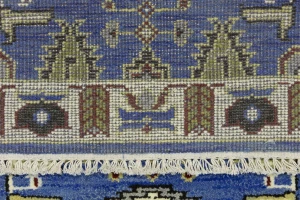 Blue Geometric 3X6 Kazak Oriental Rug