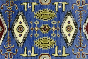 Blue Geometric 3X6 Kazak Oriental Rug
