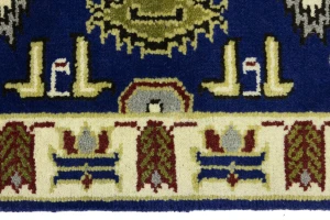 Navy Blue Geometric 3X6 Kazak Oriental Rug
