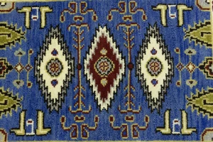 Blue Geometric 3X6 Kazak Oriental Rug
