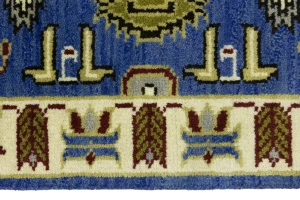 Blue Geometric 3X6 Kazak Oriental Rug