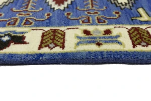 Blue Geometric 3X6 Kazak Oriental Rug