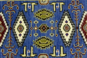 Blue Geometric 3X6 Kazak Oriental Rug