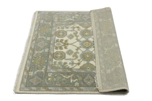 Cream Floral 4X4 Oushak Oriental Square Rug