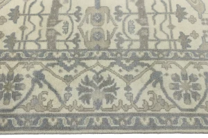 Cream Floral 8X8 Oushak Oriental Square Rug