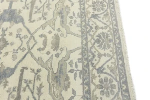 Cream Floral 8X8 Oushak Oriental Square Rug