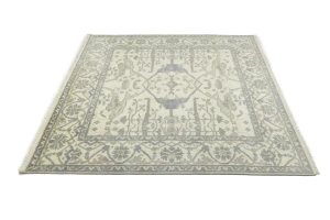 Cream Floral 8X8 Oushak Oriental Square Rug