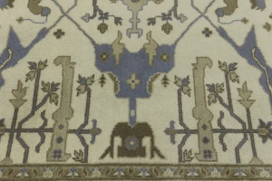 Cream Floral 8X8 Oushak Oriental Square Rug