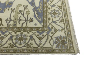 Cream Floral 8X8 Oushak Oriental Square Rug