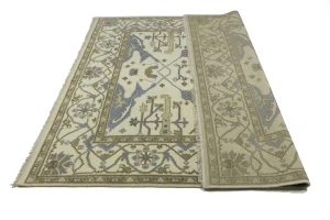Cream Floral 8X8 Oushak Oriental Square Rug
