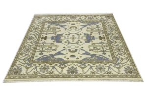 Cream Floral 8X8 Oushak Oriental Square Rug